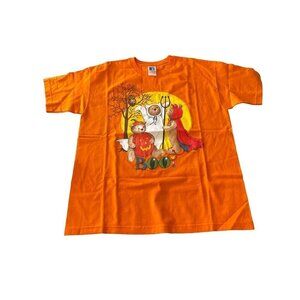 Atlas Sportswear Orange Halloween Vintage 1990's Bears in Costume T Shirt Size L